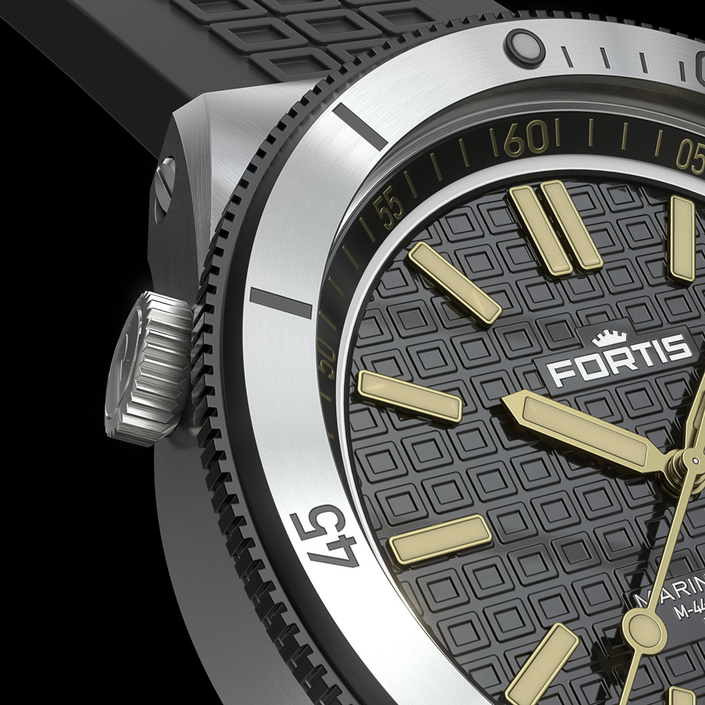 特許を取得した回転ギアベゼルTMのフォルティス・ロックシステム