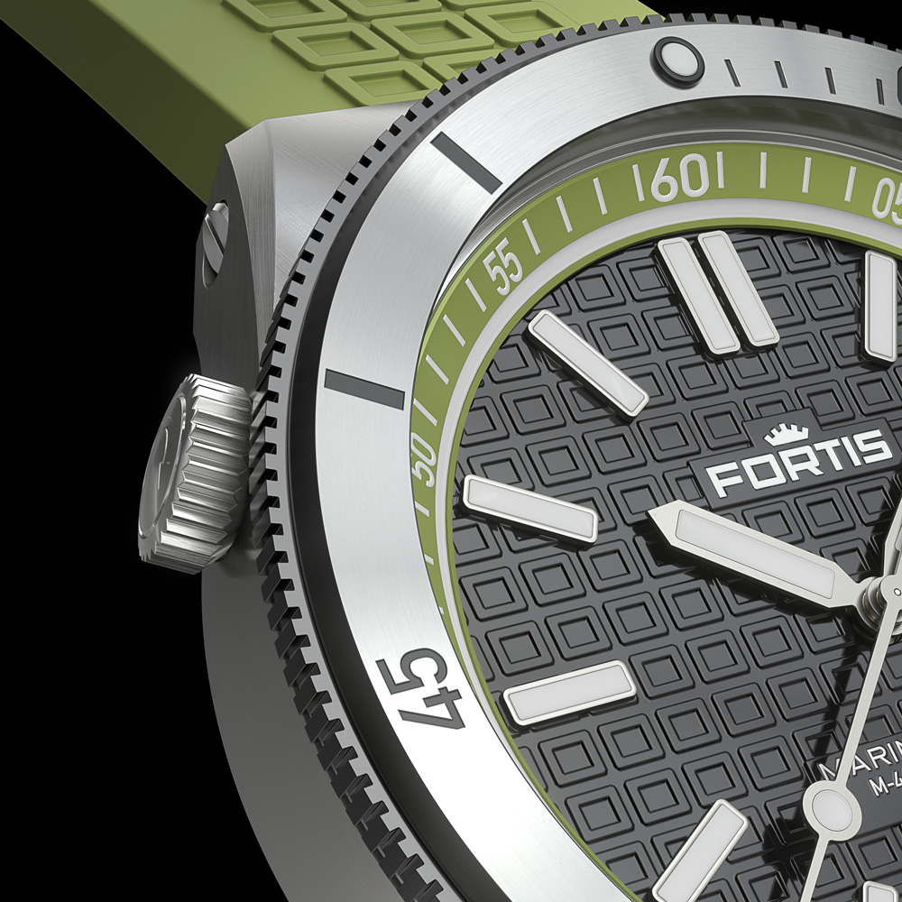 特許を取得した回転ギアベゼルTMのフォルティス・ロックシステム